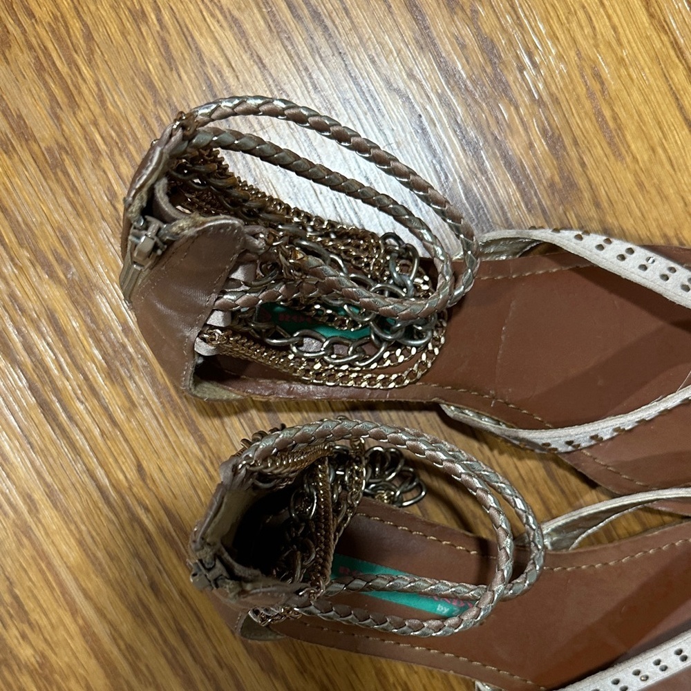 *ROCK & CANDY* Brown x Silver Bracelet Ankle Cuff Sandals Size 5 - Picture 6 of 10